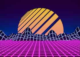 Foto gratuita forme 3d retrò in stile vaporwave