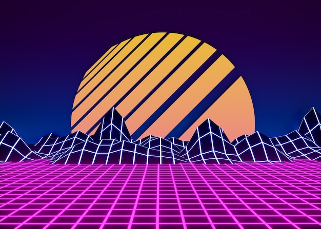 Retro 3d shapes in vaporwave style