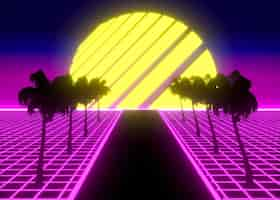 Foto gratuita forme 3d retrò in stile vaporwave