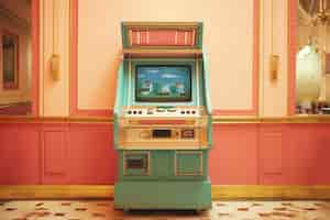 Free photo retro arcade game console indoors