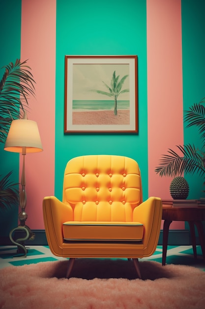 Retro armchair in living room