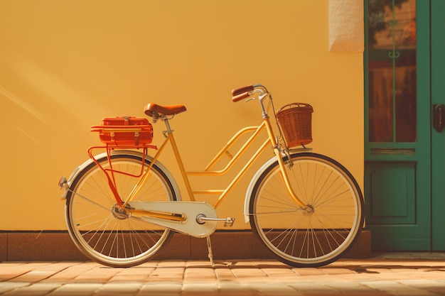 Free photo retro bike next to entrance