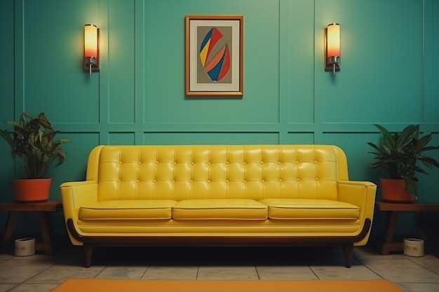 Retro couch in living room