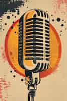 Free photo retro digital art illustration of microphone for radio day