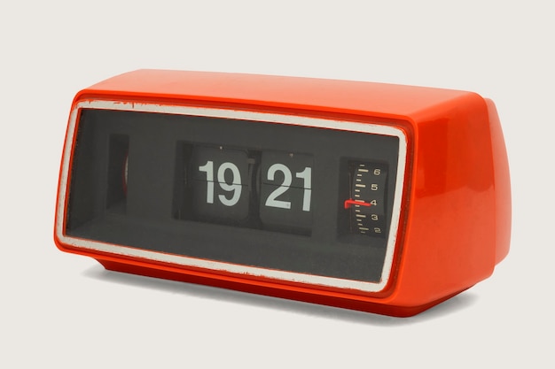 Retro flip clock on an off white background