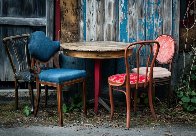 Free photo retro furniture being sold at a yard sale