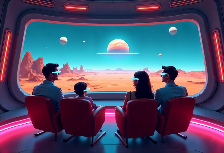 Free Photo retro futuristic space travel