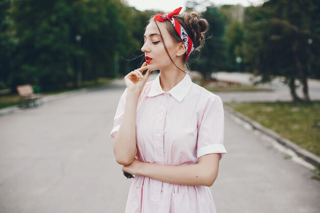 Retro girl in a park