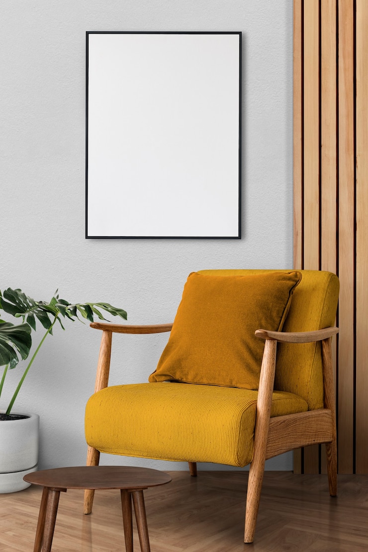 Free Photo retro living room interior design with a mid-century armchair