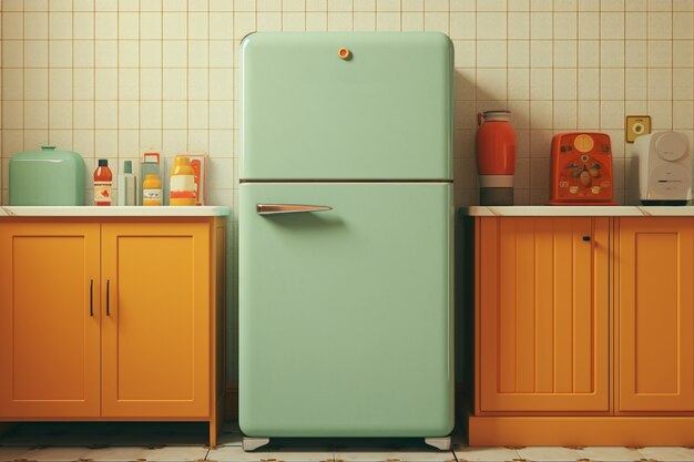 Retro refrigerator indoors