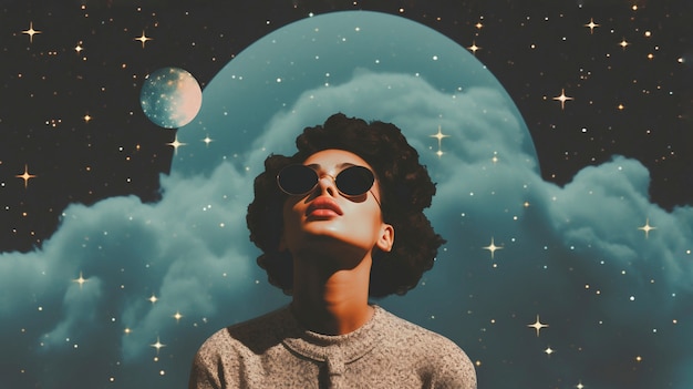 Free photo retro sky collage design