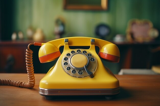 Retro telephone in living room