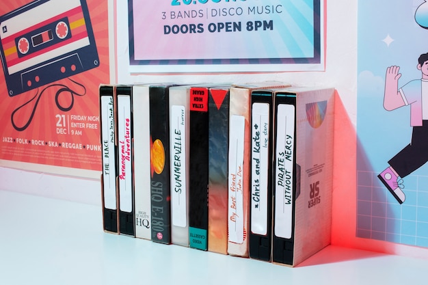 Free photo retro vhs packaging indoors