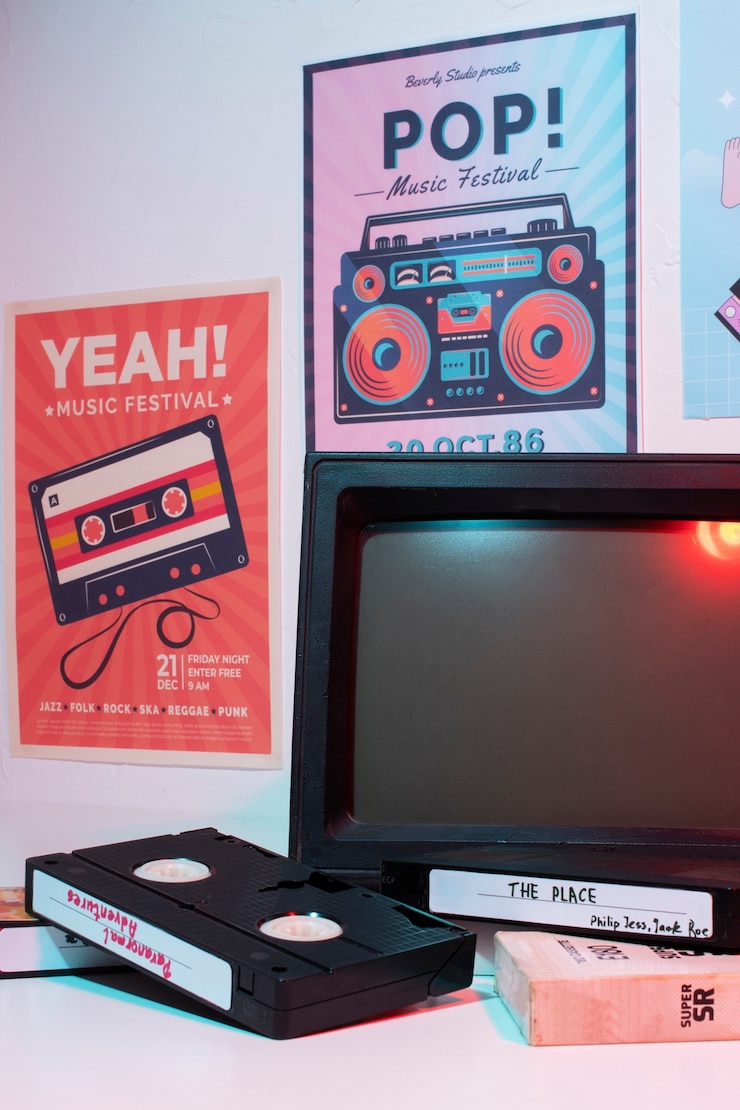 Бесплатный Фотография упаковка и экран retro vhs