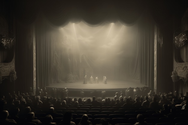 Бесплатное фото Ретро-сцены всемирного дня театра с оперой