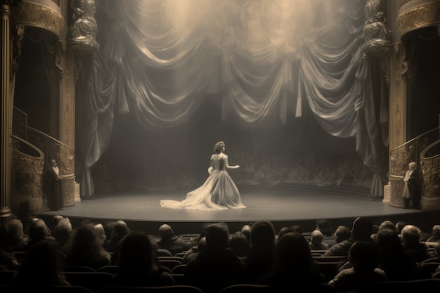 Foto gratuita scene retrò della giornata mondiale del teatro con un'opera