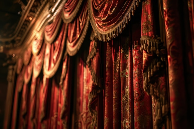 Retro world theatre day scenes with a theatre curtain