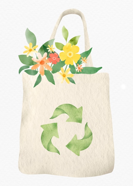 Free photo reusable bag with flowers design element