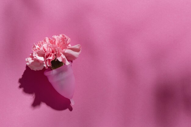 Reusable menstrual cup product with flowers