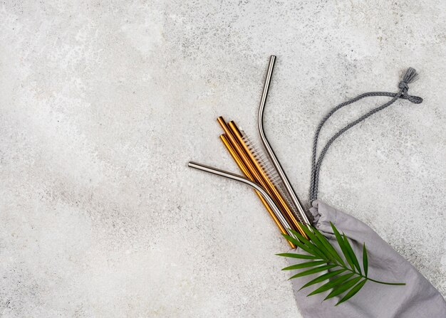 Reusable metal straws and gift bag