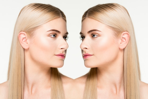 Free photo rhinoplasty surgery concept with  woman model