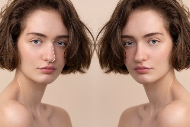 無料写真 女性モデルによる鼻形成術のコンセプト