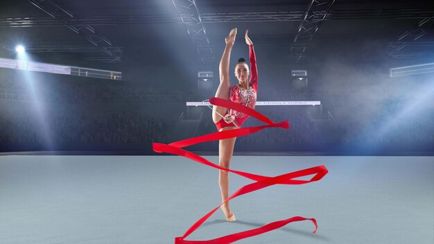 Rhythmic gymnast in professional arena