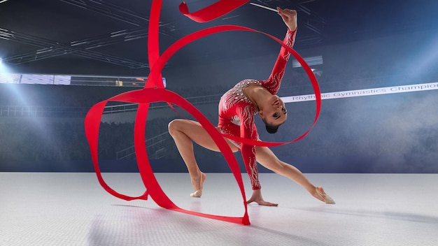 Rhythmic gymnast in professional arena