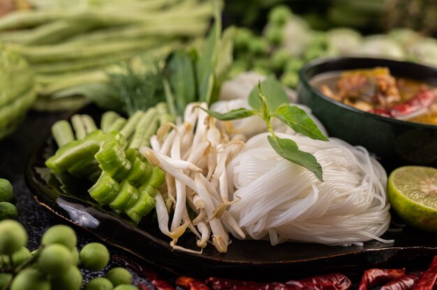 Rice Noodles and Side Dishes.