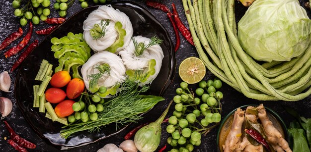 Rice Noodles and Side Dishes.