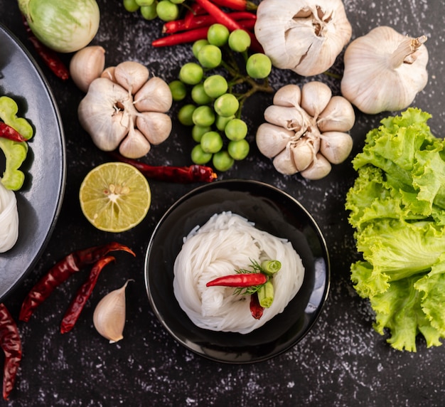 Rice Noodles and Side Dishes.