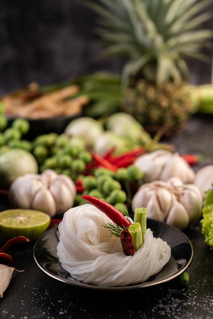 Rice Noodles and Side Dishes.