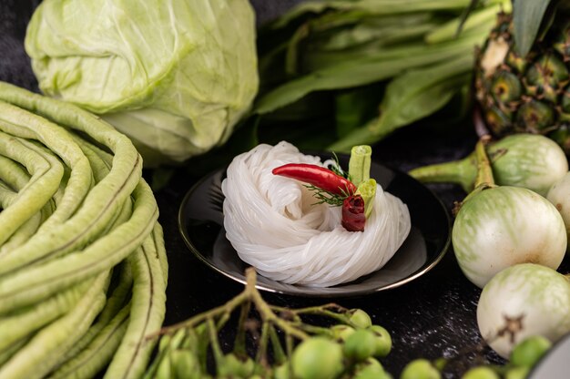 Rice Noodles and Side Dishes.