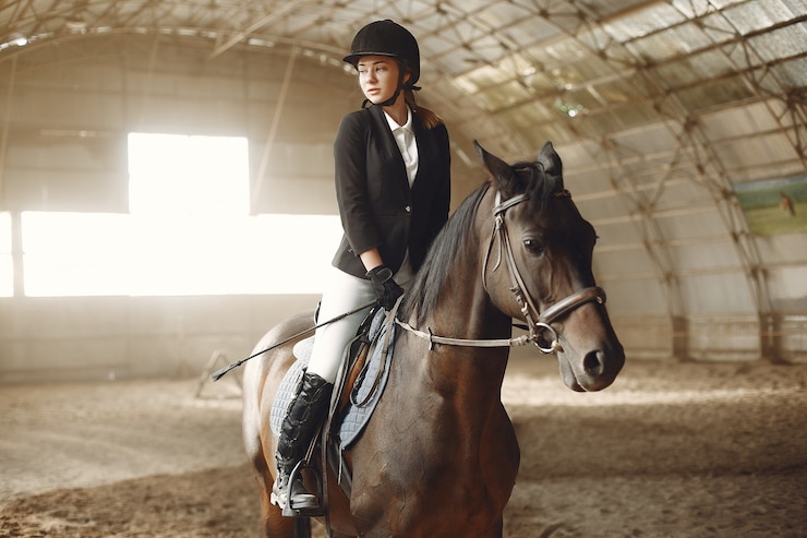 Free Photo rider trains with the horse