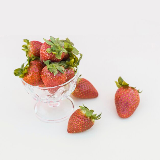 Ripe fresh strawberries in close-up