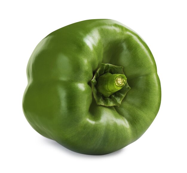 Ripe green bell pepper isolated on white