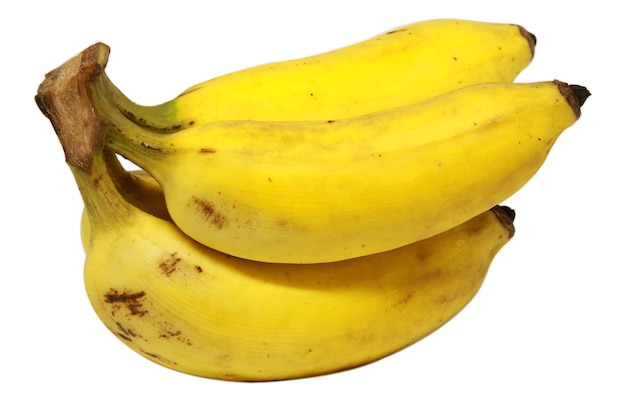 白い背景の上に熟した全体のバナナ Premium写真