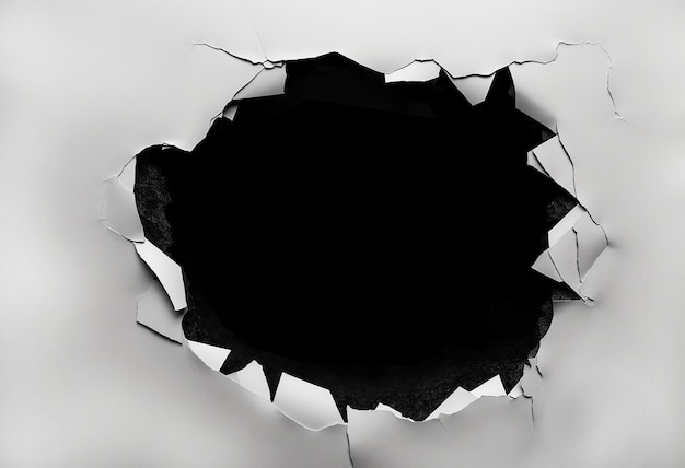 Free photo ripped paper over black hole background