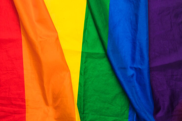 Free Photo rippled fabric in colors of rainbow