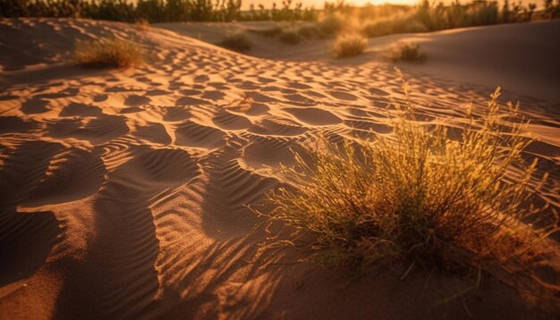 Free photo rippled sand dunes in arid arabia beauty abounds generated by ai