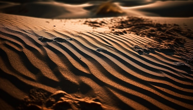 Free photo rippled sand dunes create a tranquil scene generated by ai