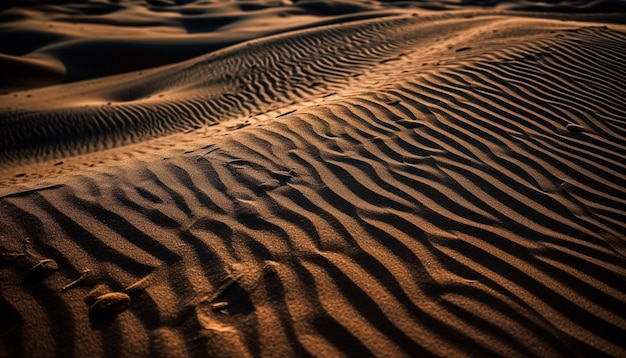 Free photo rippled sand dunes curve in tranquil scene generated by ai