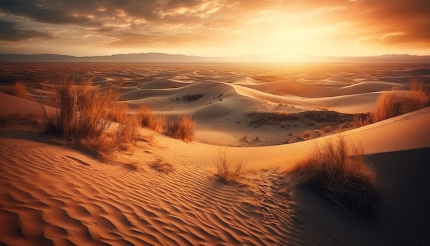Foto gratuita dune di sabbia increspate nel maestoso paesaggio africano generato dall'intelligenza artificiale