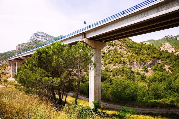 Road bridges in mountains