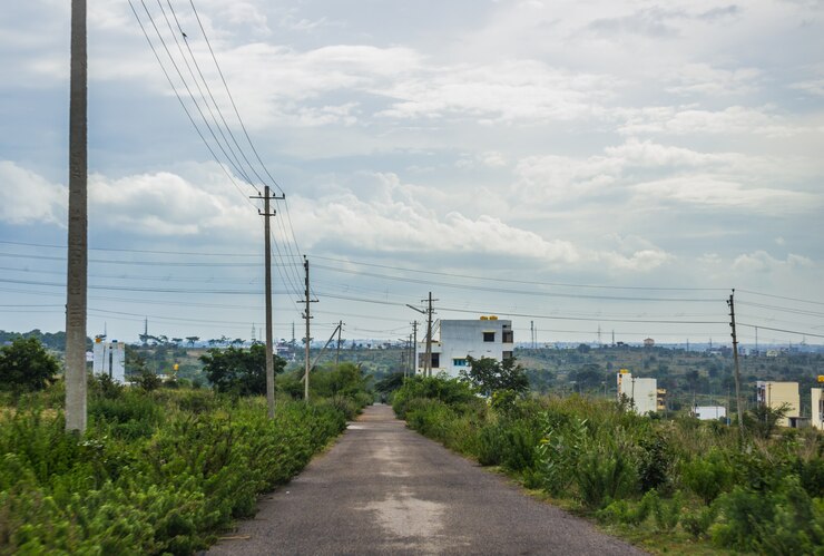 Road leading to a city