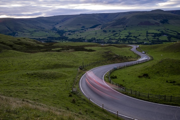 Road out of edale at sunset