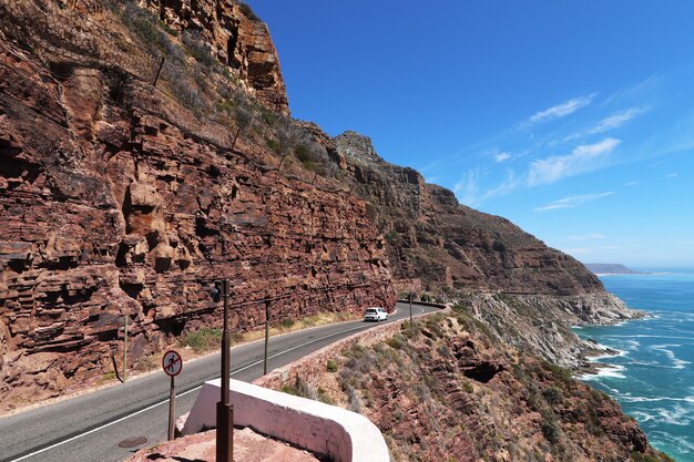 Road at a rock formation in Table Mountain National Park, Africa