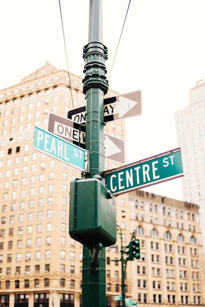 Free photo road signs on pillar in street