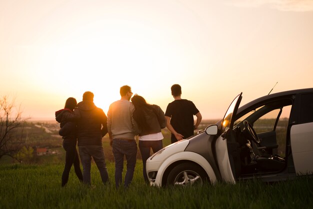 Road trip concept with group of friends