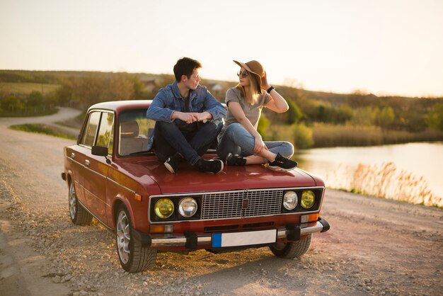 Road trip concept with young couple